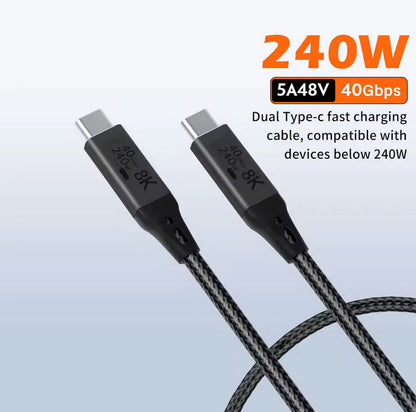 240W USB4 Cable, USB C to USB C Cable Fast Charging Compatible Thunderbolt 4/3 Cable, Support 8K/6K@60Hz & 40Gbps Data Transfer for iPhone 15 Pro MacBook Pro/Air Samsung eGPU Docking GaN Charger